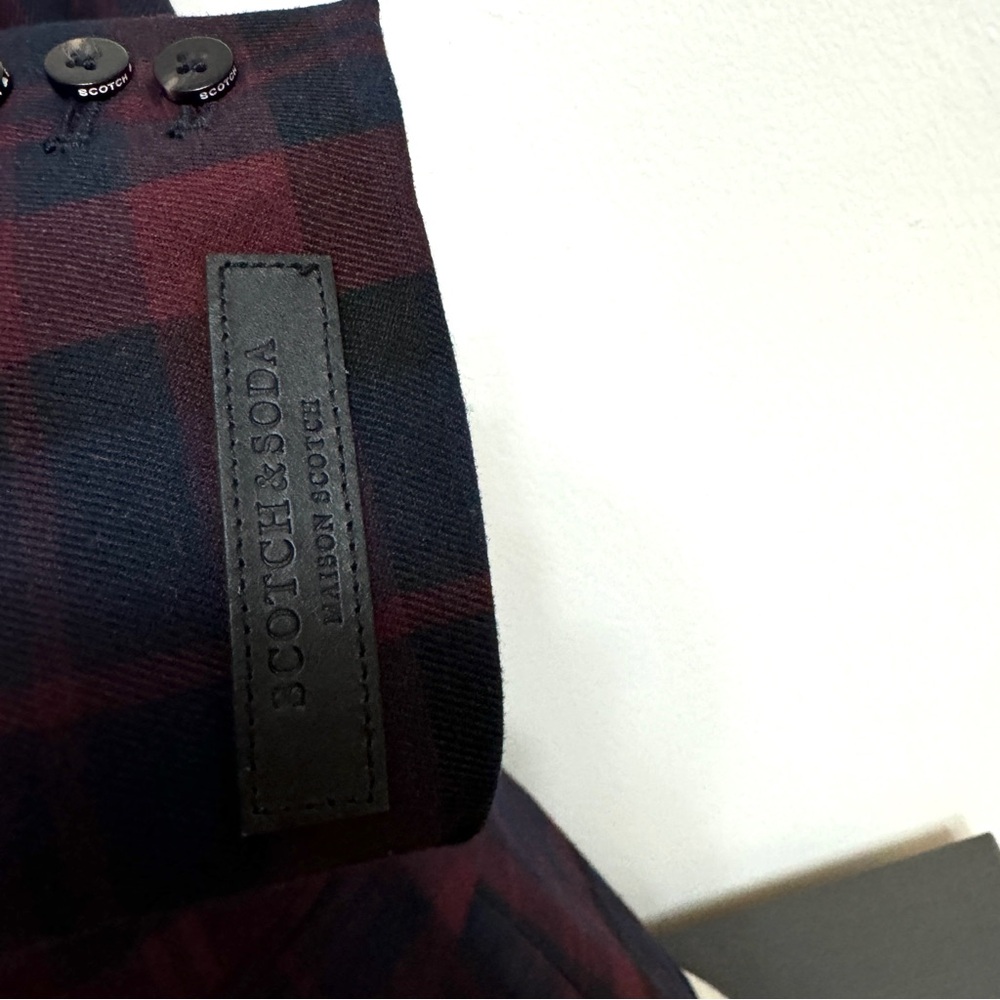 NWOT Scotch & Soda Navy and Burgundy Plaid Blazer - Size M - Picture 6 of 14